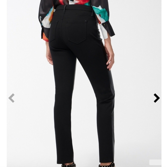 Chico's Black Faux Leather Front/Ponte Back Pants Size 4 TALL - Picture 2 of 8